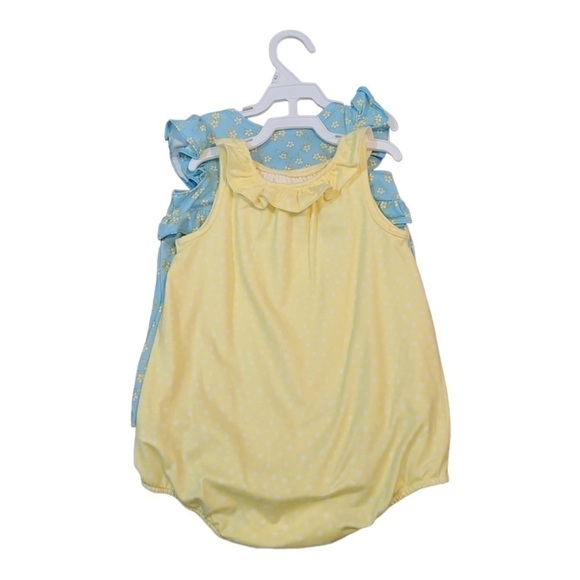 Pippa and Julie Yellow Ruffle and Blue Floral Rompers Set of 2 Size 12 … - Picture 2 of 2